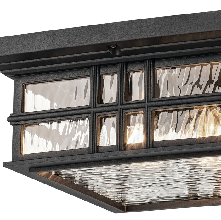 Kichler 49834BKT Two Light Outdoor Ceiling Mount, Textured Black