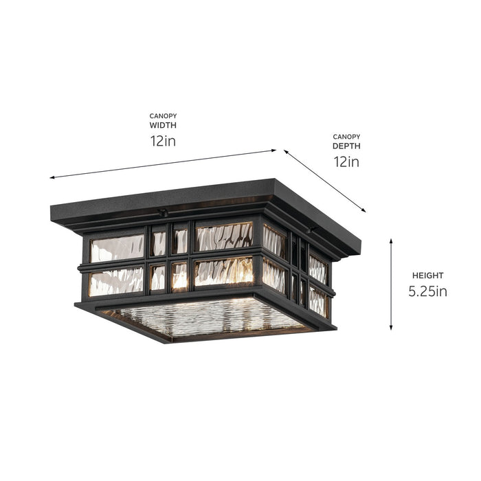 Kichler 49834BKT Two Light Outdoor Ceiling Mount, Textured Black