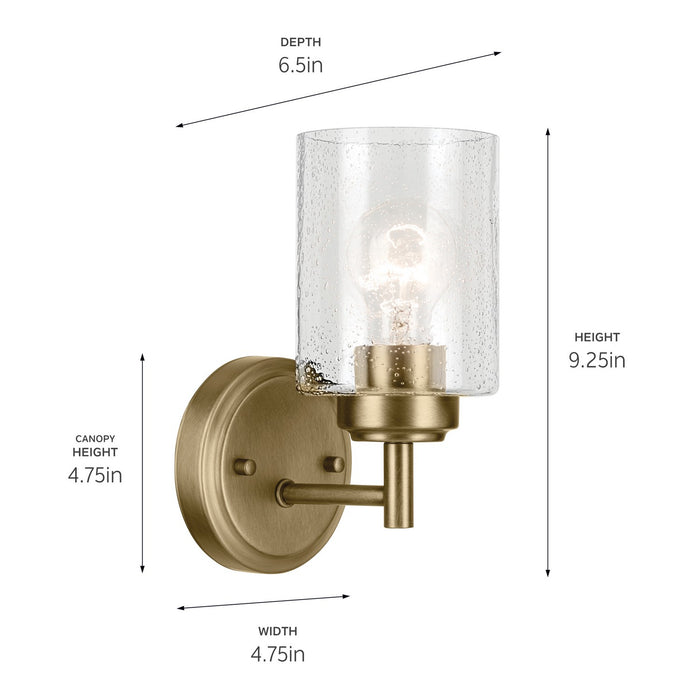 Kichler 45910NBR One Light Wall Sconce, Natural Brass