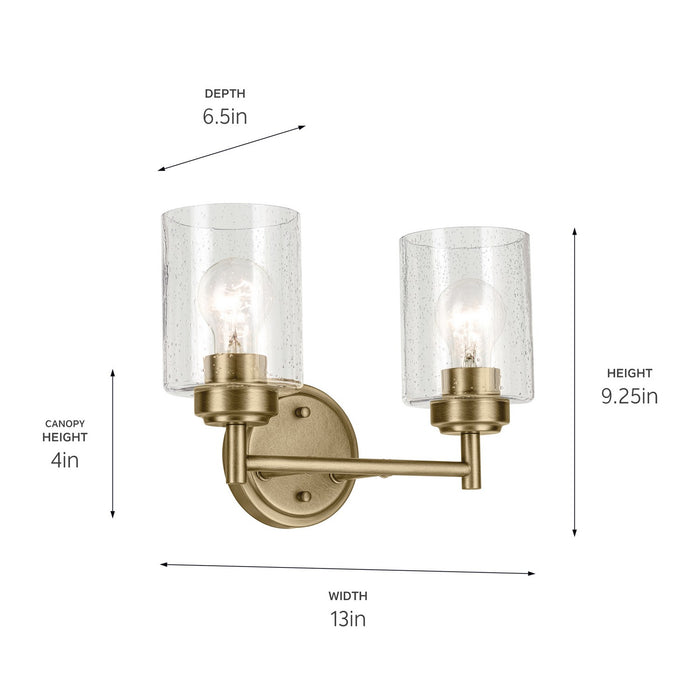 Kichler 45885NBR Two Light Bath, Natural Brass