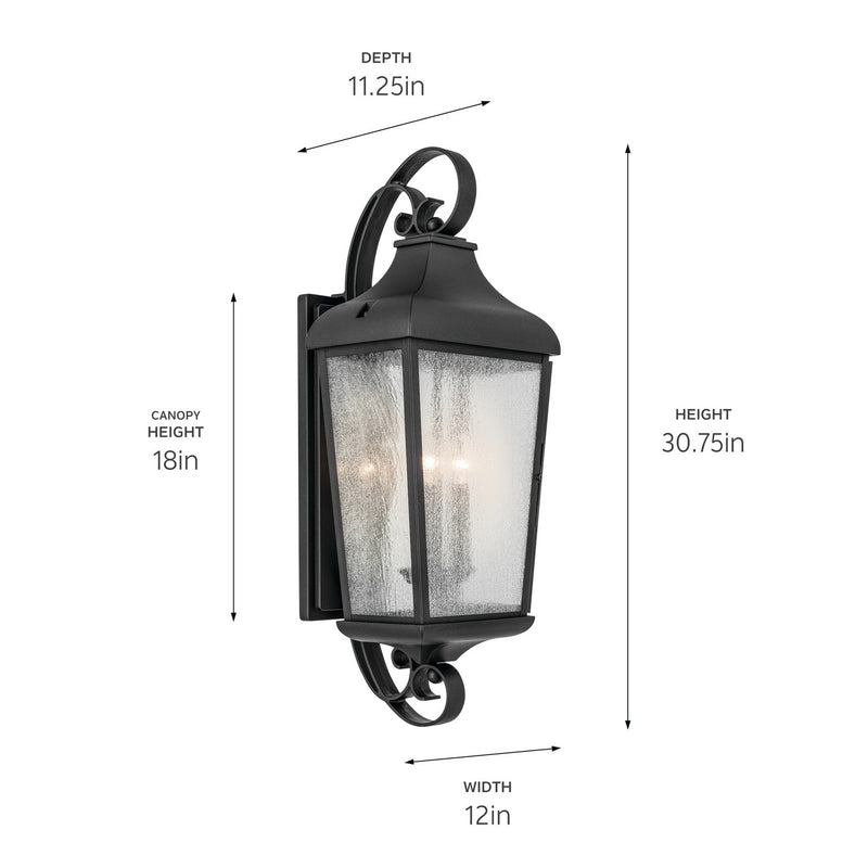Kichler 49738BKT Three Light Outdoor Wall Mount, Textured Black