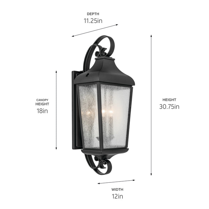 Kichler 49738BKT Three Light Outdoor Wall Mount, Textured Black