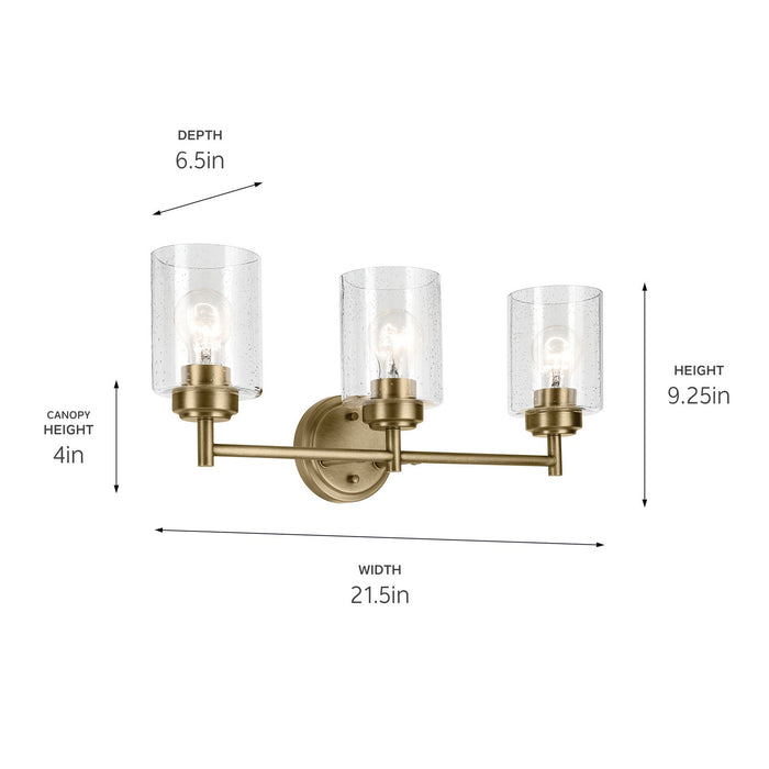 Kichler 45886NBR Three Light Bath, Natural Brass