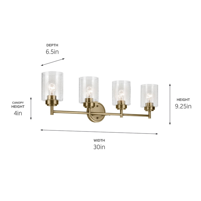 Kichler 45887NBR Four Light Bath, Natural Brass