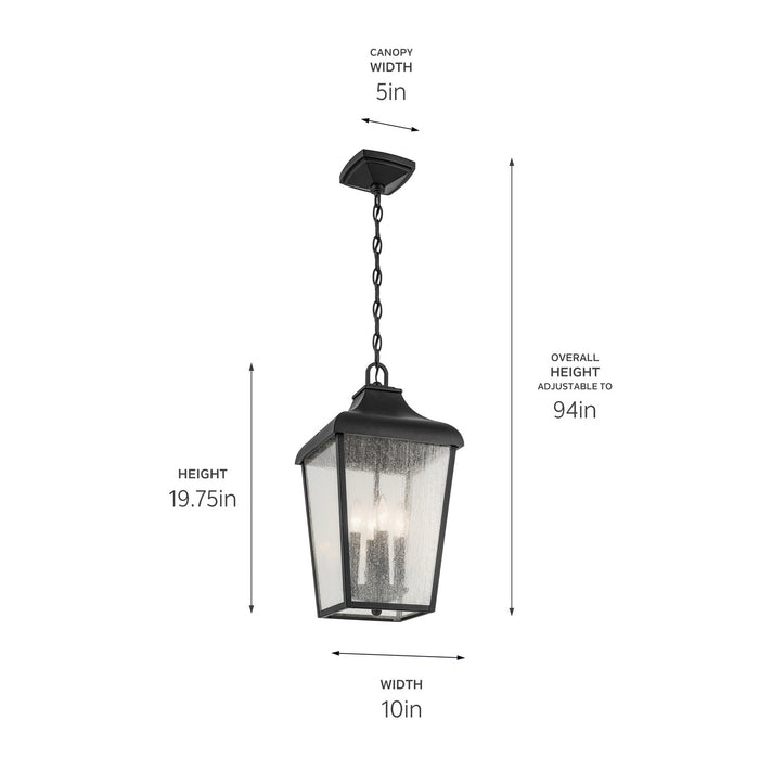 Kichler 49740BKT Four Light Outdoor Pendant, Textured Black