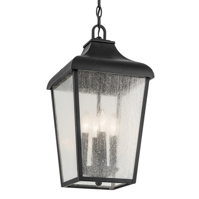 Kichler 49740BKT Four Light Outdoor Pendant, Textured Black