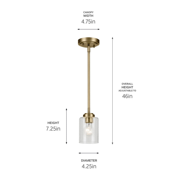 Kichler 44032NBR One Light Mini Pendant, Natural Brass