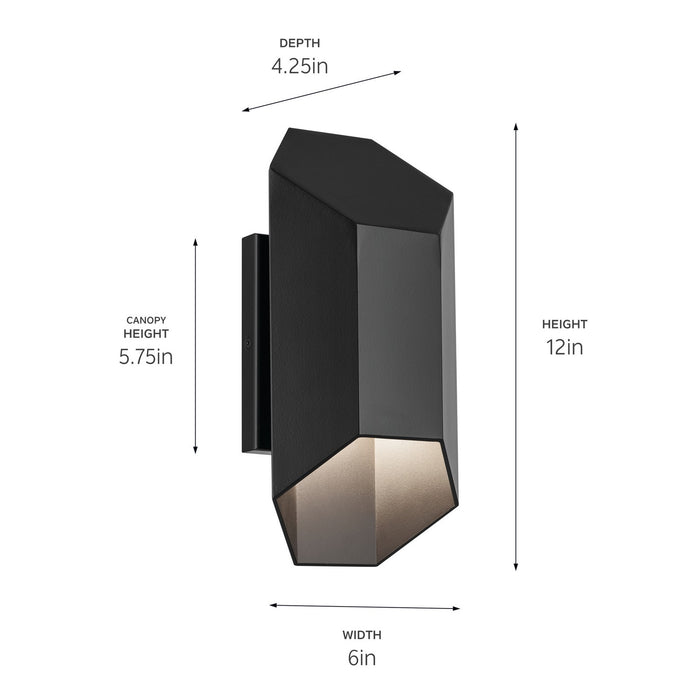 Kichler 49607BKLED LED Outdoor Wall Mount, Black