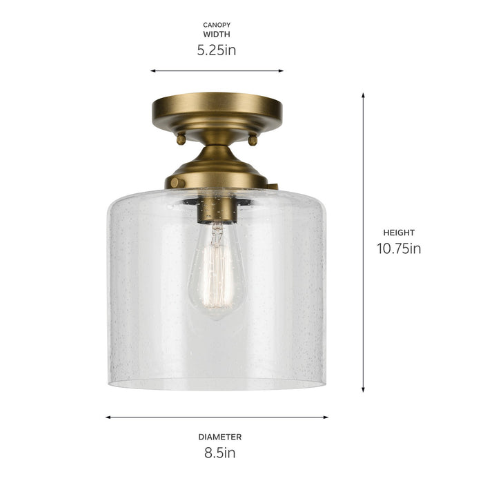 Kichler 44033NBR One Light Semi Flush Mount, Natural Brass