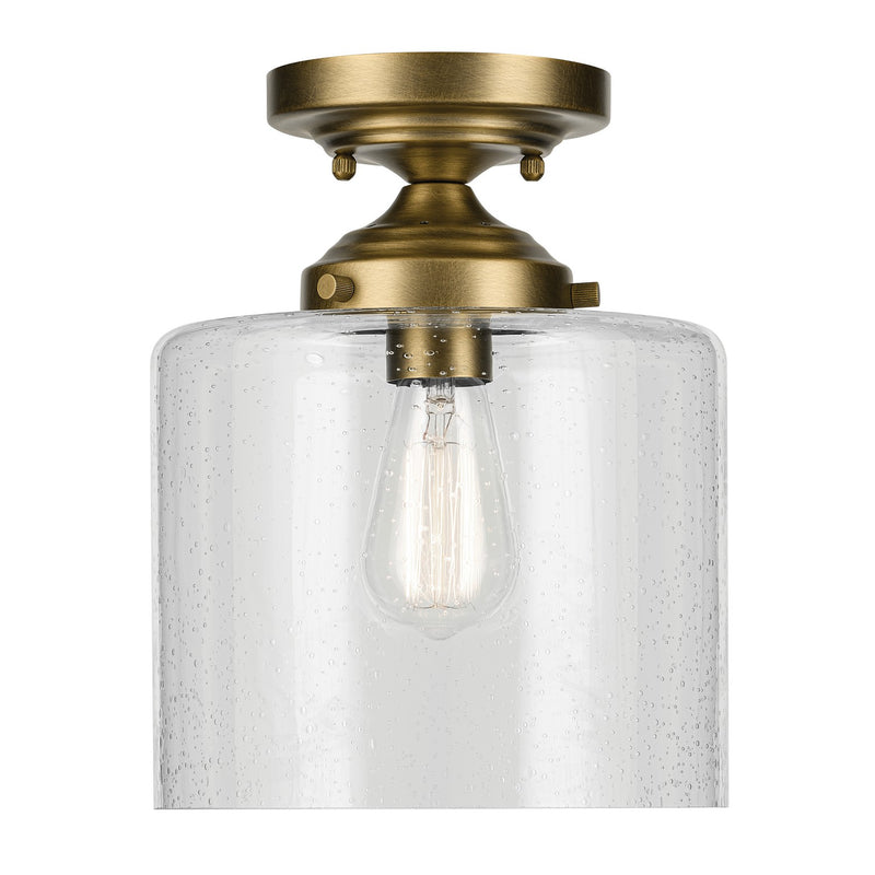 Kichler 44033NBR One Light Semi Flush Mount, Natural Brass