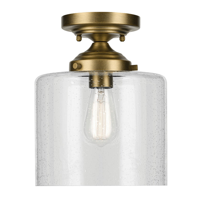 Kichler 44033NBR One Light Semi Flush Mount, Natural Brass