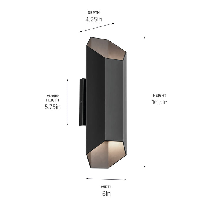 Kichler 49608BKLED LED Outdoor Wall Mount, Black