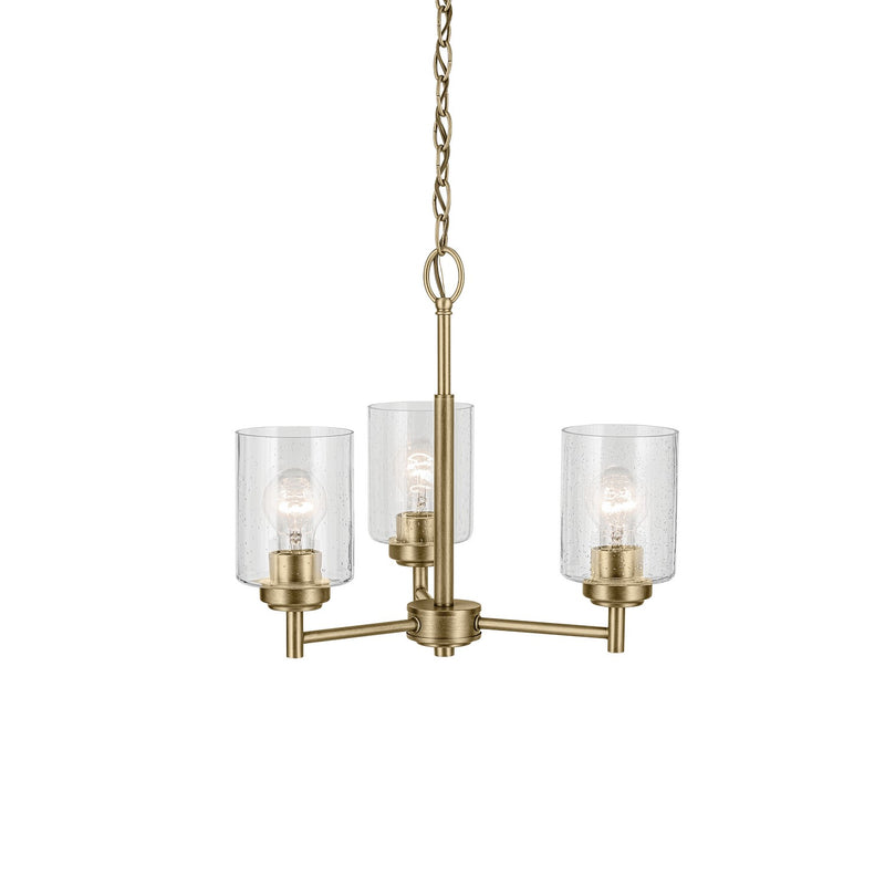 Kichler 44029NBR Three Light Mini Chandelier, Natural Brass