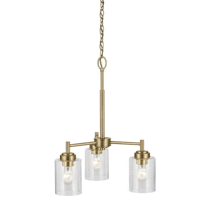 Kichler 44029NBR Three Light Mini Chandelier, Natural Brass
