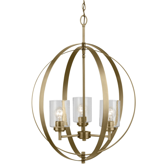 Kichler 44034NBR Three Light Chandelier, Natural Brass