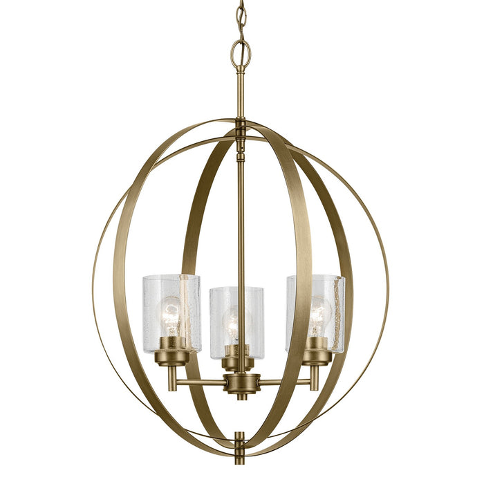 Kichler 44034NBR Three Light Chandelier, Natural Brass
