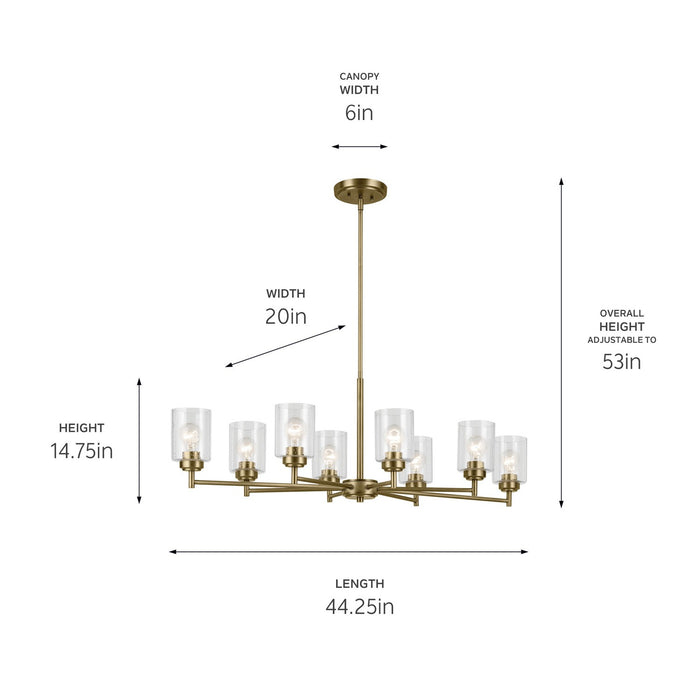 Kichler 44035NBR Eight Light Chandelier, Natural Brass