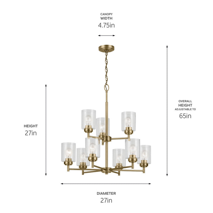 Kichler 44031NBR Nine Light Chandelier, Natural Brass