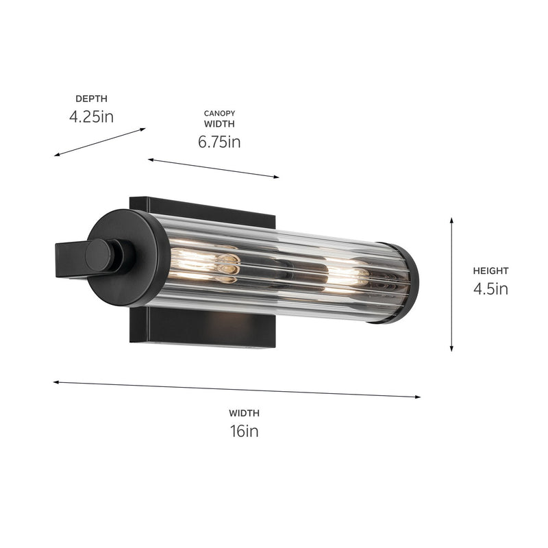Kichler 45648BK Two Light Wall Sconce, Black
