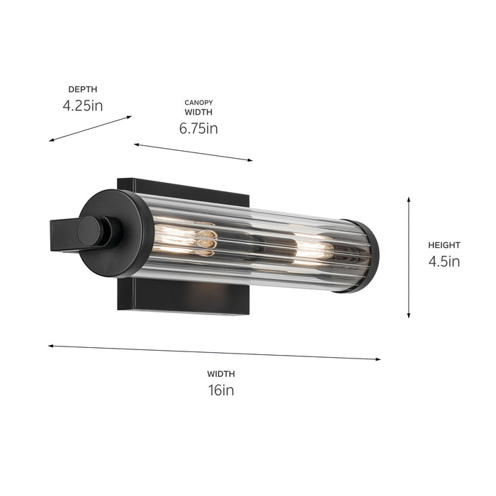 Kichler 45648BK Two Light Wall Sconce, Black
