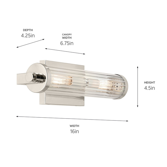 Kichler 45648PN Two Light Wall Sconce, Polished Nickel
