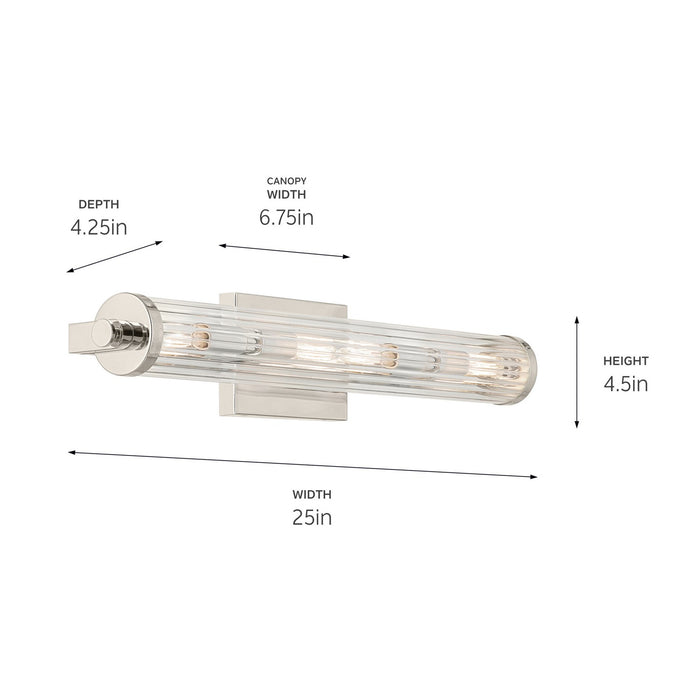 Kichler 45649PN Four Light Linear Bath, Polished Nickel