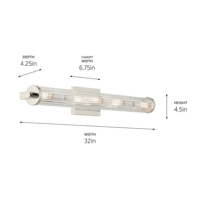 Kichler 45650PN Five Light Linear Bath, Polished Nickel