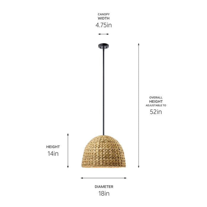 Kichler 44399BK One Light Mini Pendant, Black