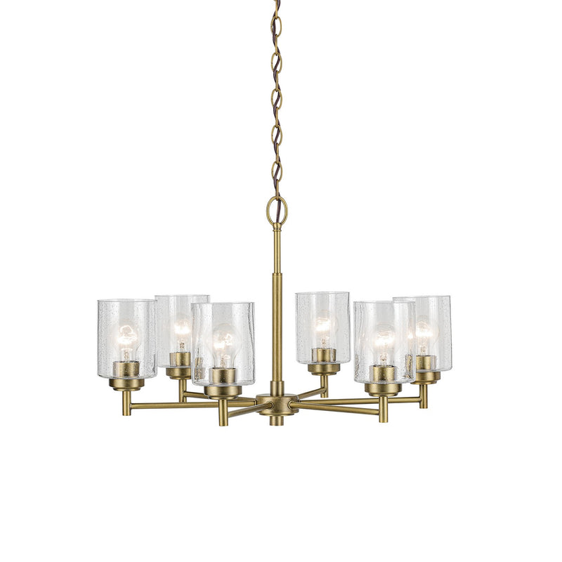 Kichler 52616NBR Six Light Chandelier, Natural Brass