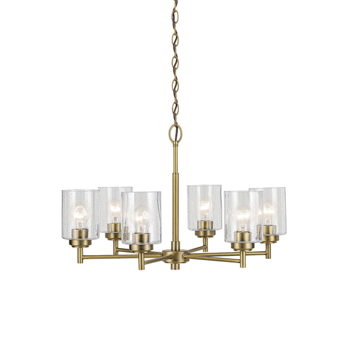 Kichler 52616NBR Six Light Chandelier, Natural Brass