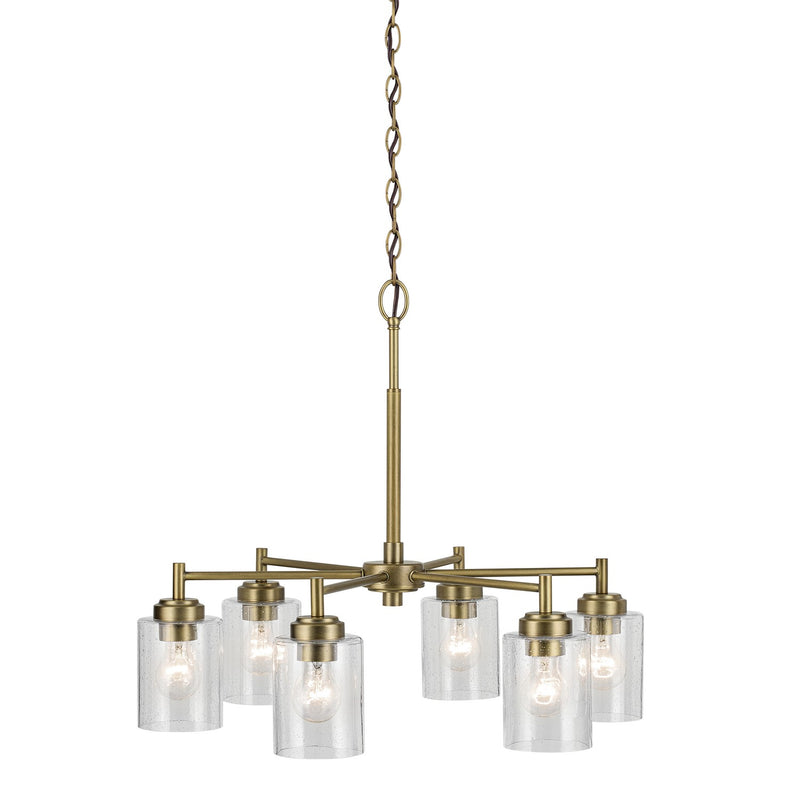 Kichler 52616NBR Six Light Chandelier, Natural Brass