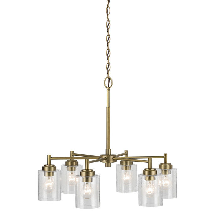 Kichler 52616NBR Six Light Chandelier, Natural Brass