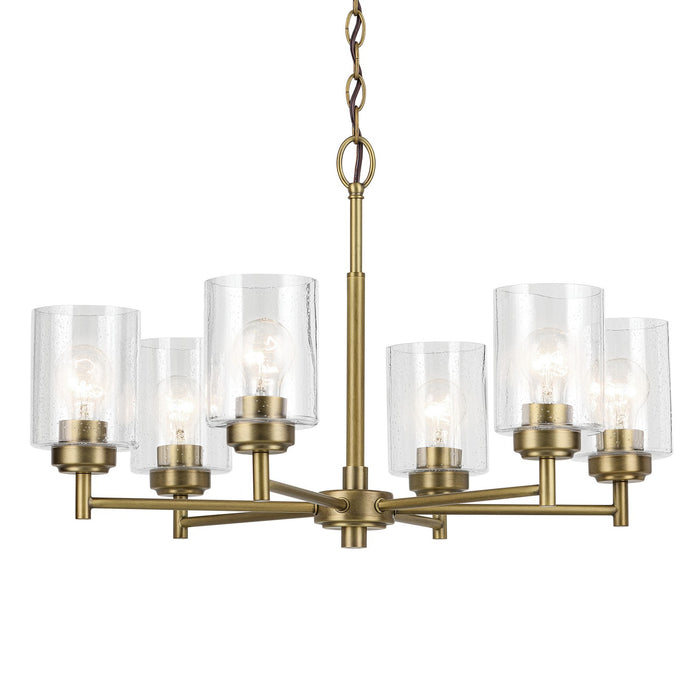 Kichler 52616NBR Six Light Chandelier, Natural Brass