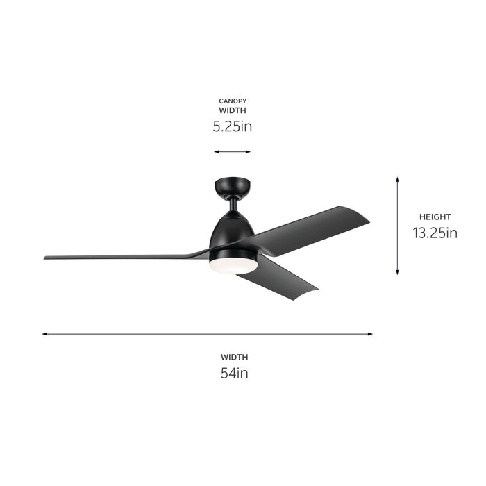 Kichler 310254SBK 54" Ceiling Fan, Satin Black