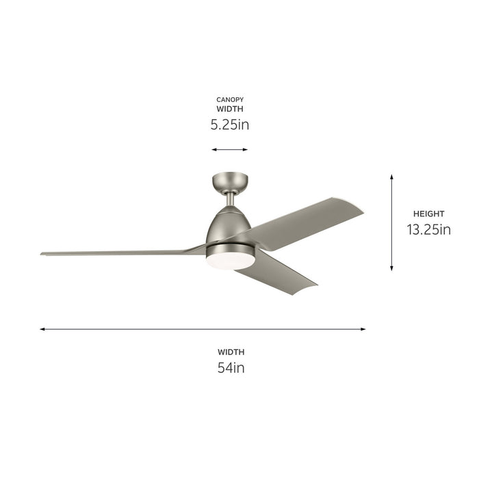 Kichler 310254NI 54" Ceiling Fan, Painted Brushed Nickel