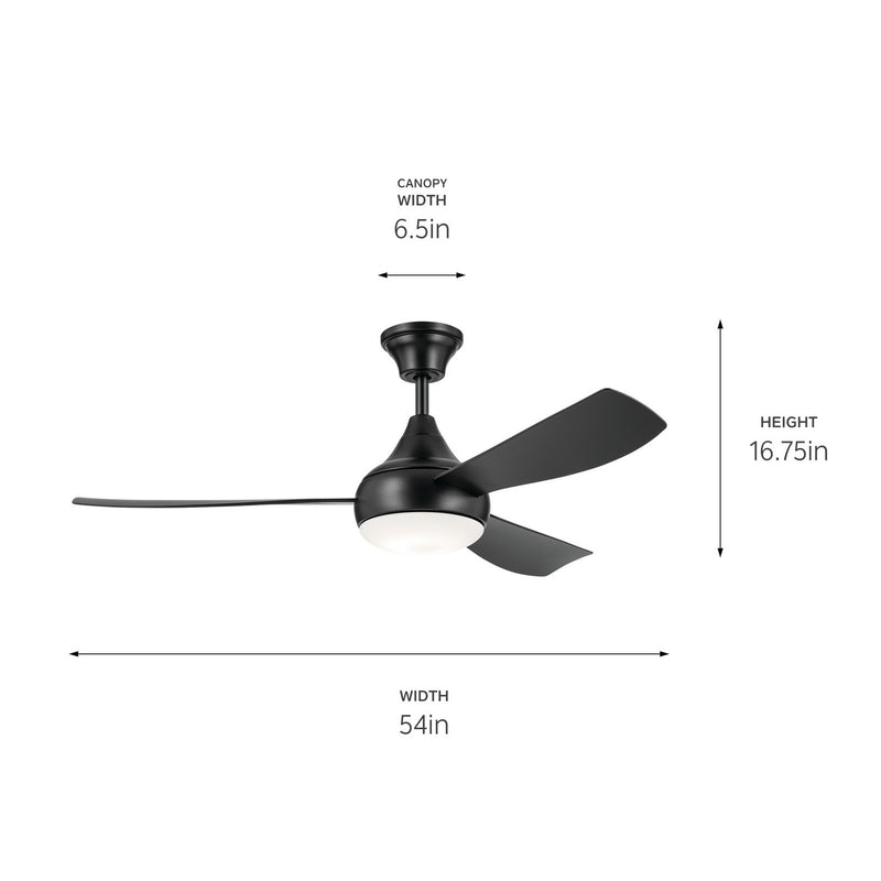 Kichler 310354SBK 54" Ceiling Fan, Satin Black