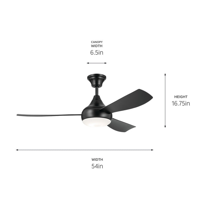 Kichler 310354SBK 54" Ceiling Fan, Satin Black