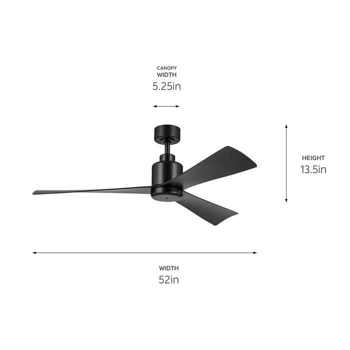 Kichler 310452SBK 52" Ceiling Fan, Satin Black