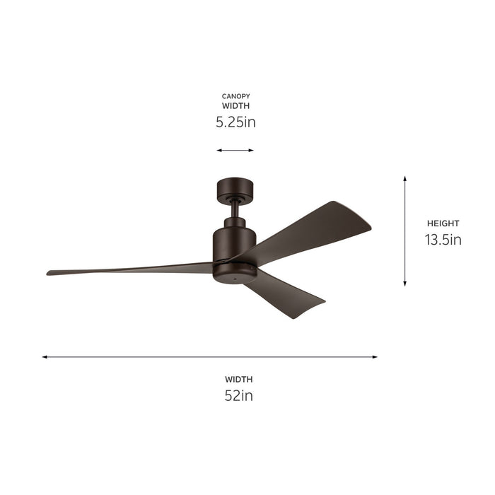 Kichler 310452SNB 52" Ceiling Fan, Satin Natural Bronze