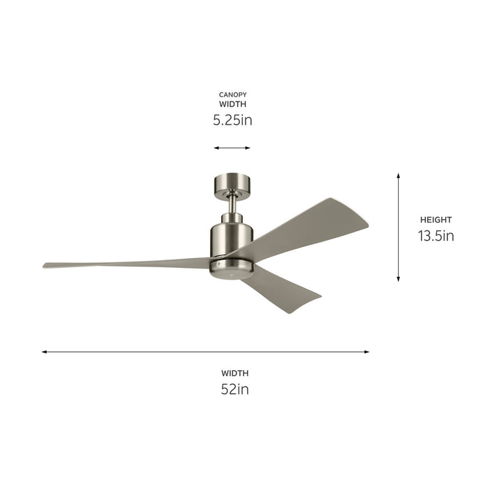 Kichler 310452BSS 52" Ceiling Fan, Brushed Stainless Steel