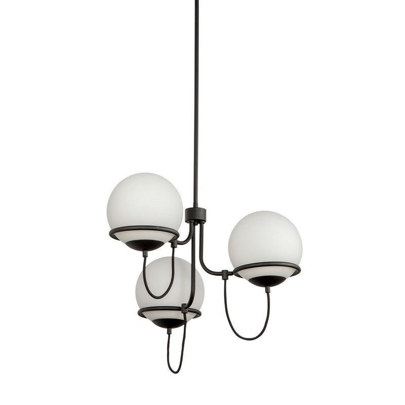 Alora CH458323MBOP Three Light Chandelier, Matte Black/Opal Glass