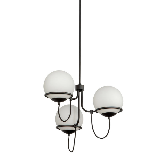 Alora CH458323MBOP Three Light Chandelier, Matte Black/Opal Glass