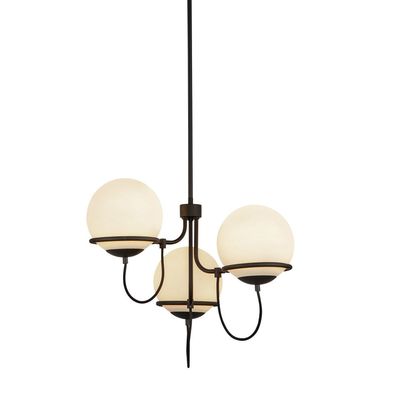 Alora CH458323MBOP Three Light Chandelier, Matte Black/Opal Glass