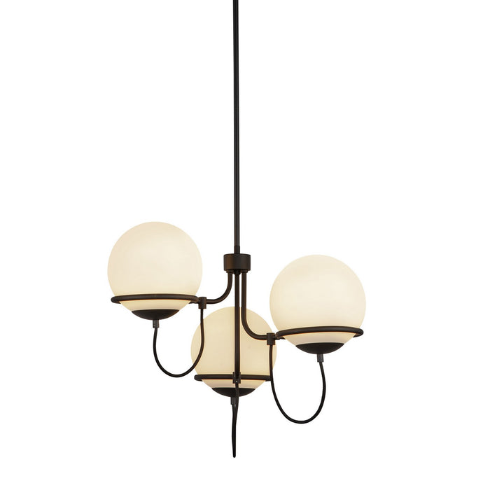 Alora CH458323MBOP Three Light Chandelier, Matte Black/Opal Glass