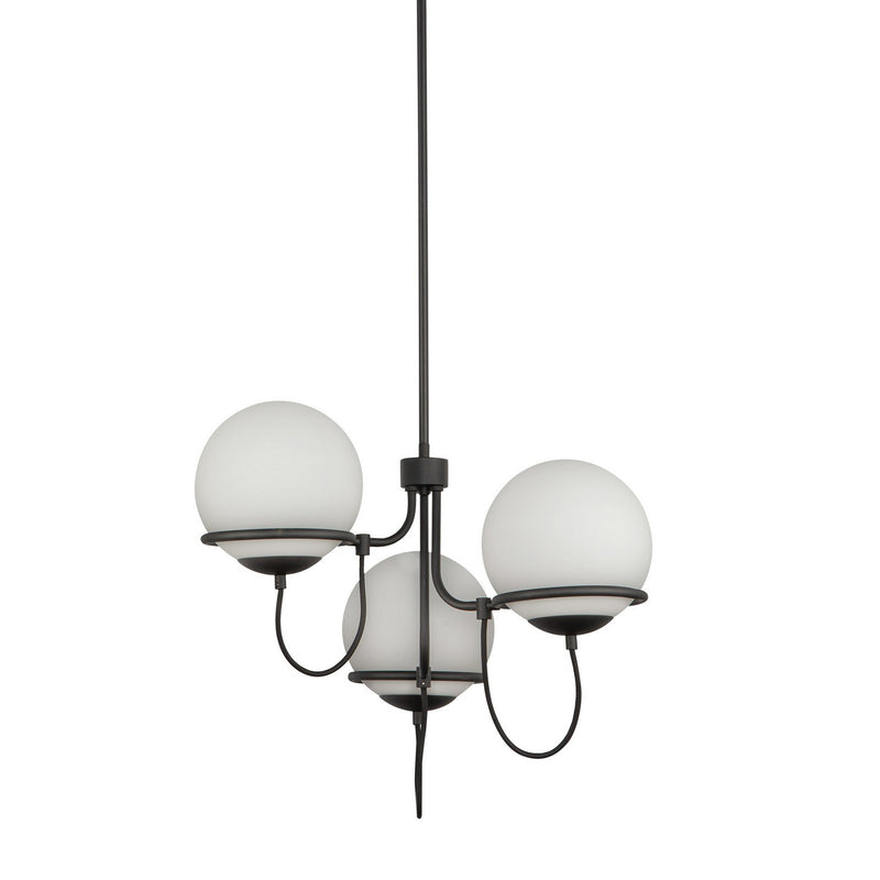 Alora CH458323MBOP Three Light Chandelier, Matte Black/Opal Glass