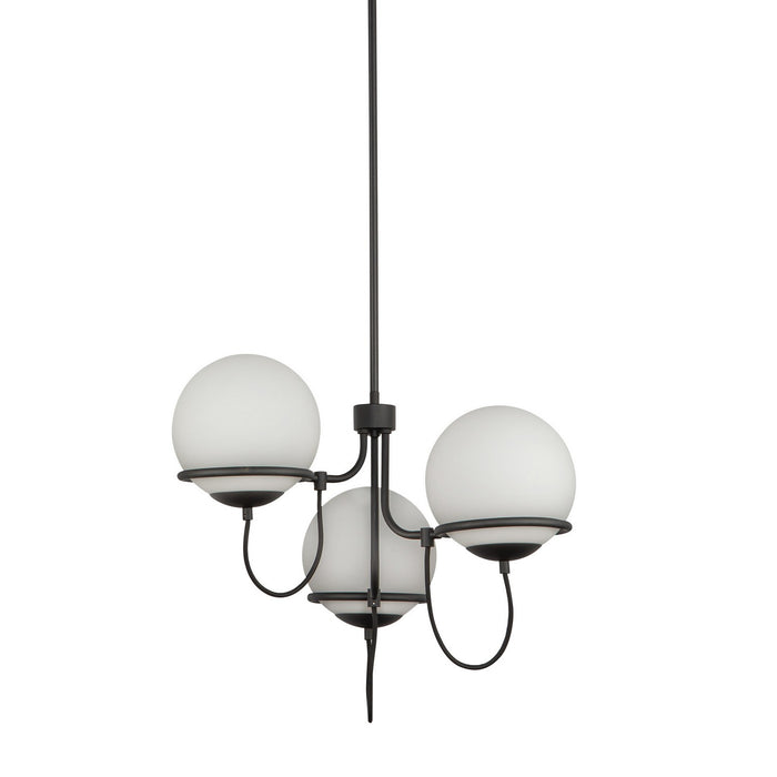 Alora CH458323MBOP Three Light Chandelier, Matte Black/Opal Glass