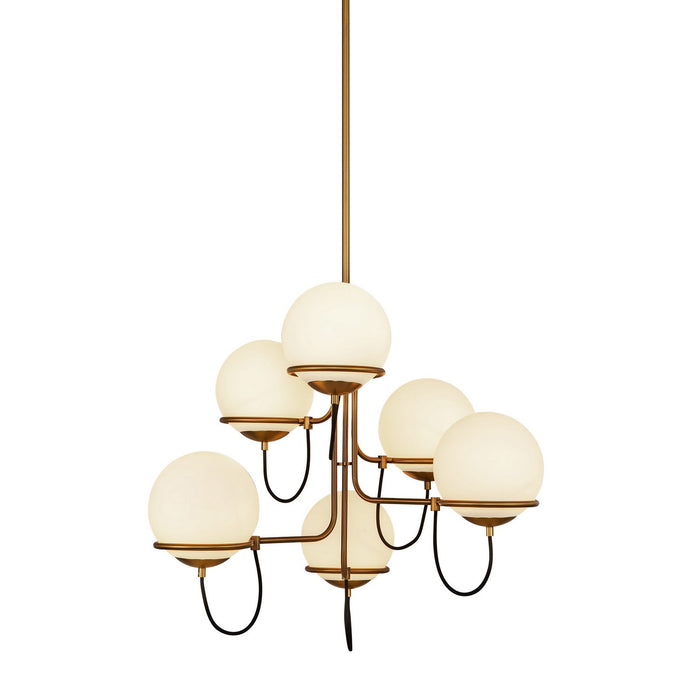 Alora CH458632AGOP Six Light Chandelier, Aged Gold/Opal Glass