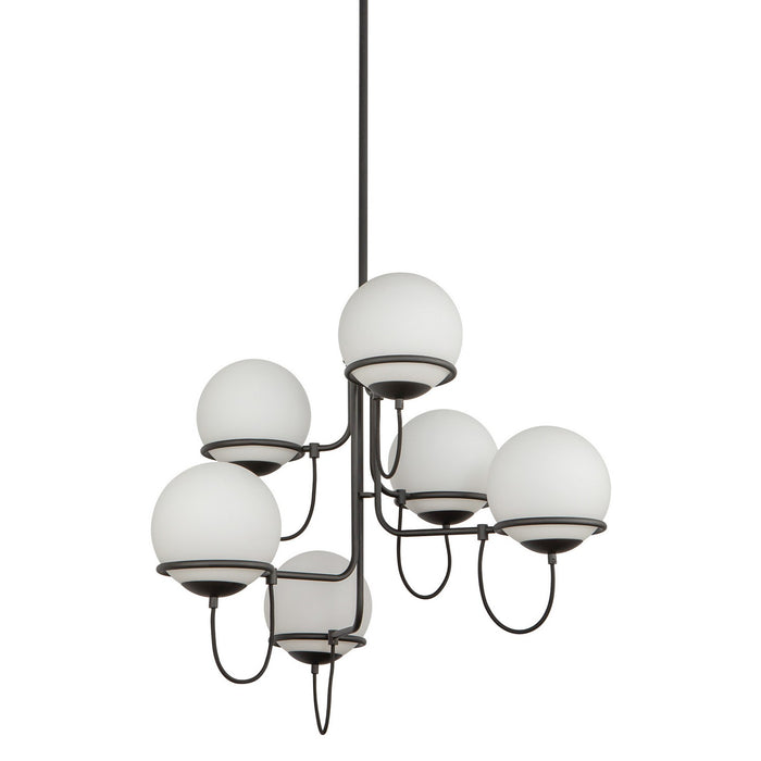 Alora CH458632MBOP Six Light Chandelier, Matte Black/Opal Glass