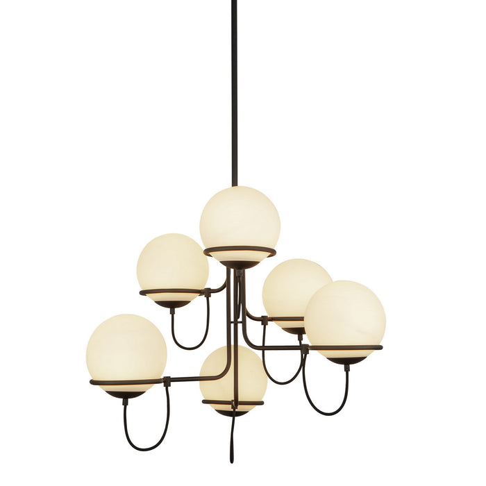 Alora CH458632MBOP Six Light Chandelier, Matte Black/Opal Glass