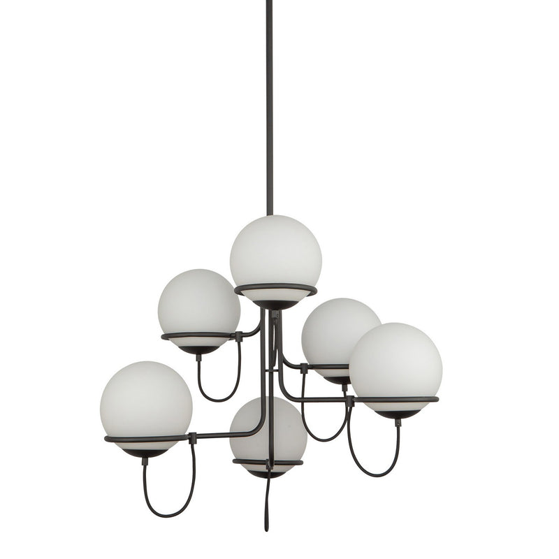 Alora CH458632MBOP Six Light Chandelier, Matte Black/Opal Glass